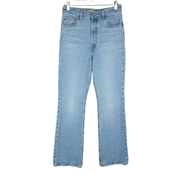 Levi's Ribcage Boot Cut Jeans Premium Distressed Edges Button Fly Women's 29 - Picture 3 of 13